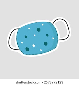 Polka Dot Face Mask Sticker. Colorful vector illustration of a face mask with polka dots, ideal for health awareness and safety-themed designs