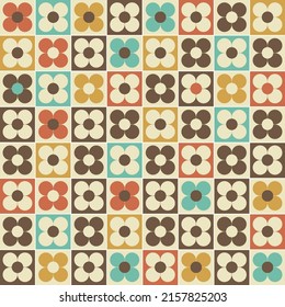 Polka dot floral shape circle geometric vintage colorful retro art seamless pattern design