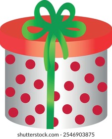 Polka Dot Geschenkbox mit rotem Deckel und grünem Band, Ideal für Weihnachten, Geburtstage, Babyduschen und festliche Feiern  