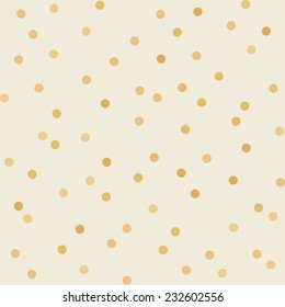 Polka dot golden paper grunge vector seamless pattern on realistic texture