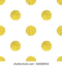 Polka dot golden seamless pattern. Vector texture background for greeting card, wrapping paper, party and wedding invitation, scrapbook.