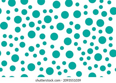 Polka Dot Graphic. Random-Spot-Kreis. Grüner geometrischer VektorSpaß. Geometrische Tinte Textur. Nahtloser Ball Polka. Grüne Random-Hintergrundfarbe. Musterflatterblase. Grüner Polka-Konfetti-Hintergrund.