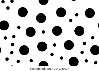 Polka Dot Graphic. Random Spot Circle. Black Vector Background Paint. Black Geometric Vector Fun. Pattern Flat Circle Dot. Seamless Blob Circle. Geometric Polka Dot Concept. Black Polkadot Background