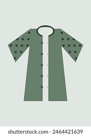 polka dot green Vector illustration of coat gown shirt dress details for various occasions and events, green lady fashion party casual collar button shirt silhouette for summer