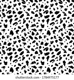 Polka dot grunge seamless vector pattern. Circle brushstrokes and rounded shapes. Hand drawn abstract ink background. Smears, circles, dots, splotches, blobs. Abstract wallpaper design, textile print