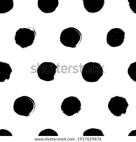 Polka dot grunge seamless vector pattern. Circle brushstrokes and rounded shapes. Hand drawn abstract ink background. Smears, circles, dots, splotches, blobs. Abstract wallpaper design, textile print
