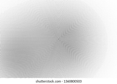 Polka dot half tone pattern. Gradient dots background. Modern spotted vector  illustration. Abstract wave curves. Points backdrop. Dotted geometric pattern. Monochrome wavy grungy template