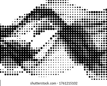 Diseño de textura vectorial de medio tono de punto polka. Gradiente de elementos de círculo. Puntos ópticos, los círculos de puntos de polka cubren la mitad del tono.