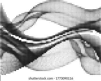 Polka dot halftone grunge vector background design. Circle elements wave. Optical points, polka dot circles halftone template.