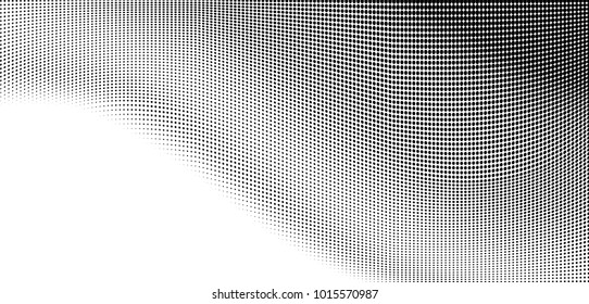 Polka dot halftone pattern. Gradient dots background. Modern vector illustration. Abstract curves. Points backdrop. Dotted spotted pattern. Monochrome template for web design, covers, banners