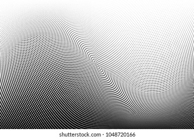 Polka dot halftone pattern. Gradient dots background. Modern vector illustration. Abstract curves. Points backdrop. Poixel dotted pattern. Monochrome grunge template