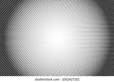 Polka dot halftone pattern. Gradient dots background. Modern vector illustration. Abstract curves. Points backdrop. Dotted spotted pattern. Monochrome grunge template