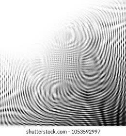 Polka dot halftone pattern. Gradient dots background. Modern vector illustration. Abstract curves. Points backdrop. Dotted spotted pattern. Monochrome  grunge template