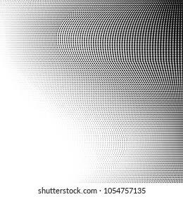 Polka dot halftone pattern. Gradient dots background. Modern vector illustration. Abstract curves. Points backdrop. Dotted spotted pattern. Monochrome grunge template