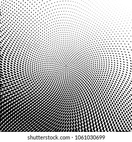 Polka dot halftone pattern. Gradient dots background. Modern vector illustration. Abstract wavy curves. Points backdrop. Dotted spotted pattern. Monochrome wave template for design