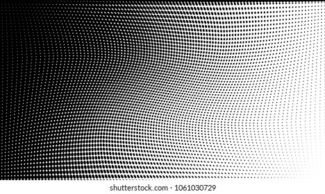 Polka dot halftone pattern. Gradient dots background. Modern vector illustration. Abstract wavy curves. Points backdrop. Dotted spotted pattern. Monochrome wave template for design