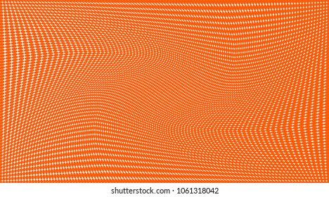 Polka dot halftone pattern. Gradient dots background. Modern vector illustration. Abstract wavy curves. Points backdrop. Dotted spotted pattern. Orange color  monochrome  template 