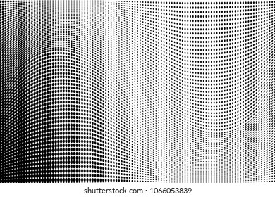 Polka dot halftone pattern. Gradient dots background. Modern vector illustration. Abstract curves. Points backdrop. Dotted spotted pattern. Monochrome light template for design