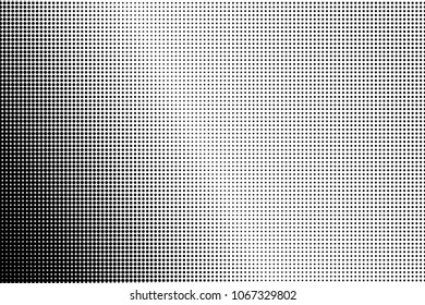 Polka dot halftone pattern. Gradient dots background. Modern vector illustration. Abstract curves. Points backdrop. Dotted spotted pattern. Monochrome template for web design