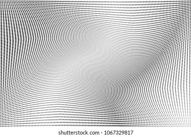 Polka dot halftone pattern. Gradient dots background. Modern vector illustration. Abstract curves. Points backdrop. Dotted spotted pattern. Monochrome template for web design