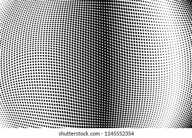 Polka dot halftone pattern. Gradient dots background. Modern vector illustration. Abstract wave curves. Points backdrop. Dotted spotted pattern. Monochrome wavy grunge template