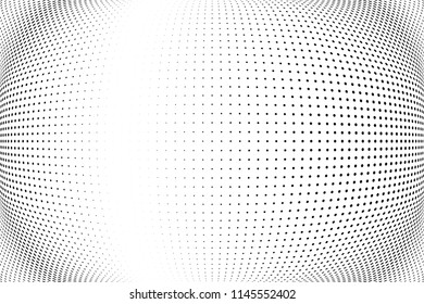 Polka Dot Halftone Pattern. Gradient Dots Background. Modern Vector Illustration. Abstract Wave Curves. Points Backdrop. Dotted Spotted Pattern. Monochrome Wavy Grunge Template