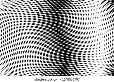 Polka dot halftone pattern. Gradient dots background. Modern dotted vector illustration. Abstract curves. Points backdrop. Pixel apt. Spotted pattern. Monochrome grunge template