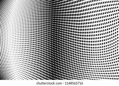 Polka dot halftone pattern. Gradient dots background. Modern dotted vector illustration. Abstract curves. Points backdrop. Pixel apt. Spotted pattern. Monochrome grunge template