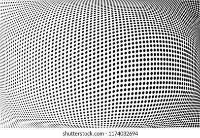 Polka dot halftone pattern. Gradient dots background. Modern vector illustration. Abstract wave curves. Points backdrop. Dotted spotted pattern. Monochrome wavy grunge template