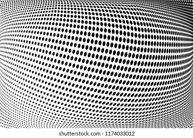 Polka dot halftone pattern. Gradient dots background. Modern vector illustration. Abstract wave curves. Points backdrop. Dotted spotted pattern. Monochrome wavy grunge template