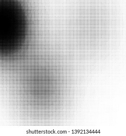 Polka dot halftone pattern. Gradient dots background. Modern spotted vector  illustration. Abstract wave curves. Points backdrop. Dotted geometric pattern. Monochrome wavy grunge template