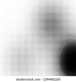 Polka dot halftone pattern. Gradient dots background. Modern spotted illustration. Abstract wave curves. Points backdrop. Dotted geometric pattern. Monochrome wavy grunge template