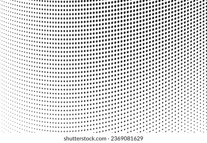 Polka dot halftone pattern. Gradient dots background. Modern spotted illustration. Abstract wave curves. Points backdrop. Dotted geometric pattern. Monochrome wavy grunge template