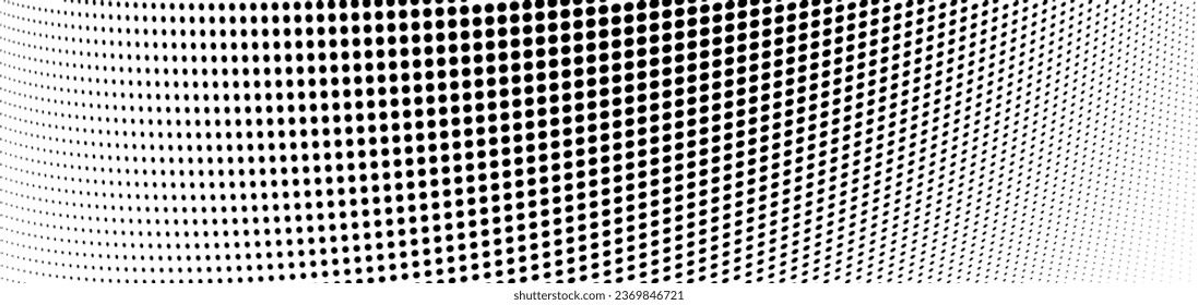 Polka dot halftone pattern. Gradient dots background. Modern spotted illustration. Abstract wave curves. Points backdrop. Dotted geometric pattern. Monochrome wavy grunge template