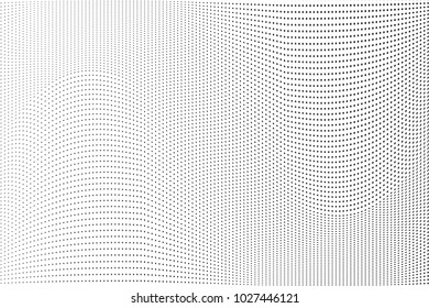 Polka dot halftone pattern. Light dots background. Modern vector illustration. Abstract curves. Points backdrop. Dotted spotted pattern. Monochrome background