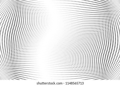 Polka dot halftone pattern. Light dots background. Modern vector illustration. Abstract curves. Points backdrop. Dotted spotted pattern. Monochrome background
