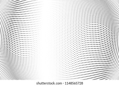 Polka dot halftone pattern. Light dots background. Modern vector illustration. Abstract curves. Points backdrop. Dotted spotted pattern. Monochrome background