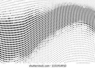 Polka dot halftone pattern. Light dots background. Modern vector illustration. Abstract curves. Points backdrop. Dotted spotted pattern. Monochrome background