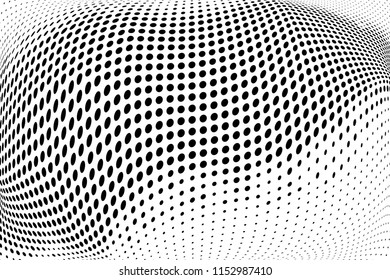 Polka dot halftone pattern. Light dots background. Modern vector illustration. Abstract curves. Points backdrop. Dotted spotted pattern. Monochrome background