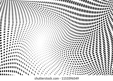 Polka dot halftone pattern. Light dots background. Modern vector illustration. Abstract curves. Points backdrop. Dotted spotted pattern. Monochrome background