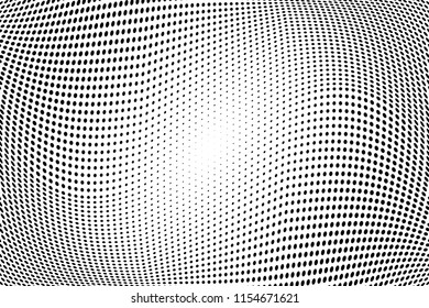 Polka dot halftone pattern. Light dots background. Modern vector illustration. Abstract curves. Points backdrop. Dotted spotted pattern. Monochrome background
