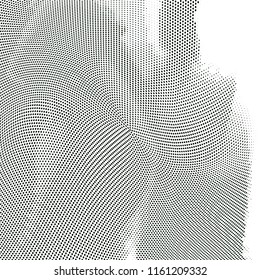 Polka dot halftone pattern. Light dots background. Modern vector illustration. Abstract curves. Points backdrop. Dotted spotted pattern. Monochrome background
