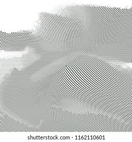 Polka dot halftone pattern. Light dots background. Modern vector illustration. Abstract curves. Points backdrop. Dotted spotted pattern. Monochrome background