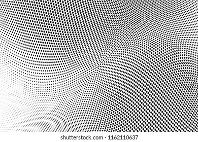 Polka dot halftone pattern. Light dots background. Modern vector illustration. Abstract curves. Points backdrop. Dotted spotted pattern. Monochrome background