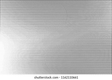 Polka dot halftone pattern. Light dots background. Modern vector illustration. Abstract curves. Points backdrop. Dotted spotted pattern. Monochrome background