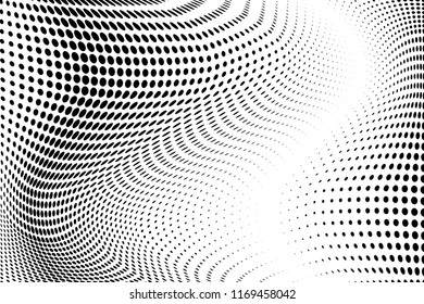 Polka dot halftone pattern. Light dots background. Modern vector illustration. Abstract curves. Points backdrop. Dotted spotted pattern. Monochrome background
