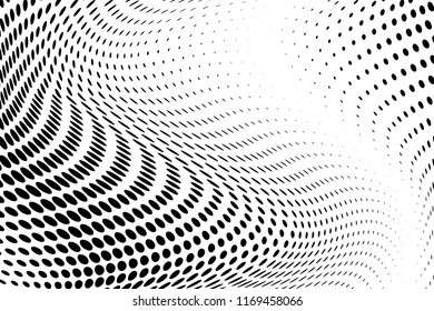 Polka dot halftone pattern. Light dots background. Modern vector illustration. Abstract curves. Points backdrop. Dotted spotted pattern. Monochrome background