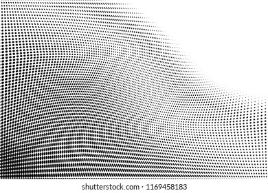 Polka dot halftone pattern. Light dots background. Modern vector illustration. Abstract curves. Points backdrop. Dotted spotted pattern. Monochrome background