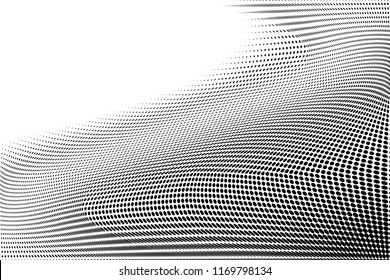 Polka dot halftone pattern. Light dots background. Modern vector illustration. Abstract curves. Points backdrop. Dotted spotted pattern. Monochrome background