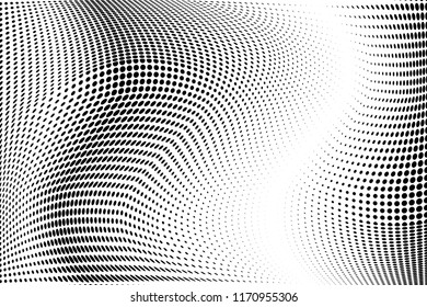 Polka dot halftone pattern. Light dots background. Modern vector illustration. Abstract curves. Points backdrop. Dotted spotted pattern. Monochrome background
